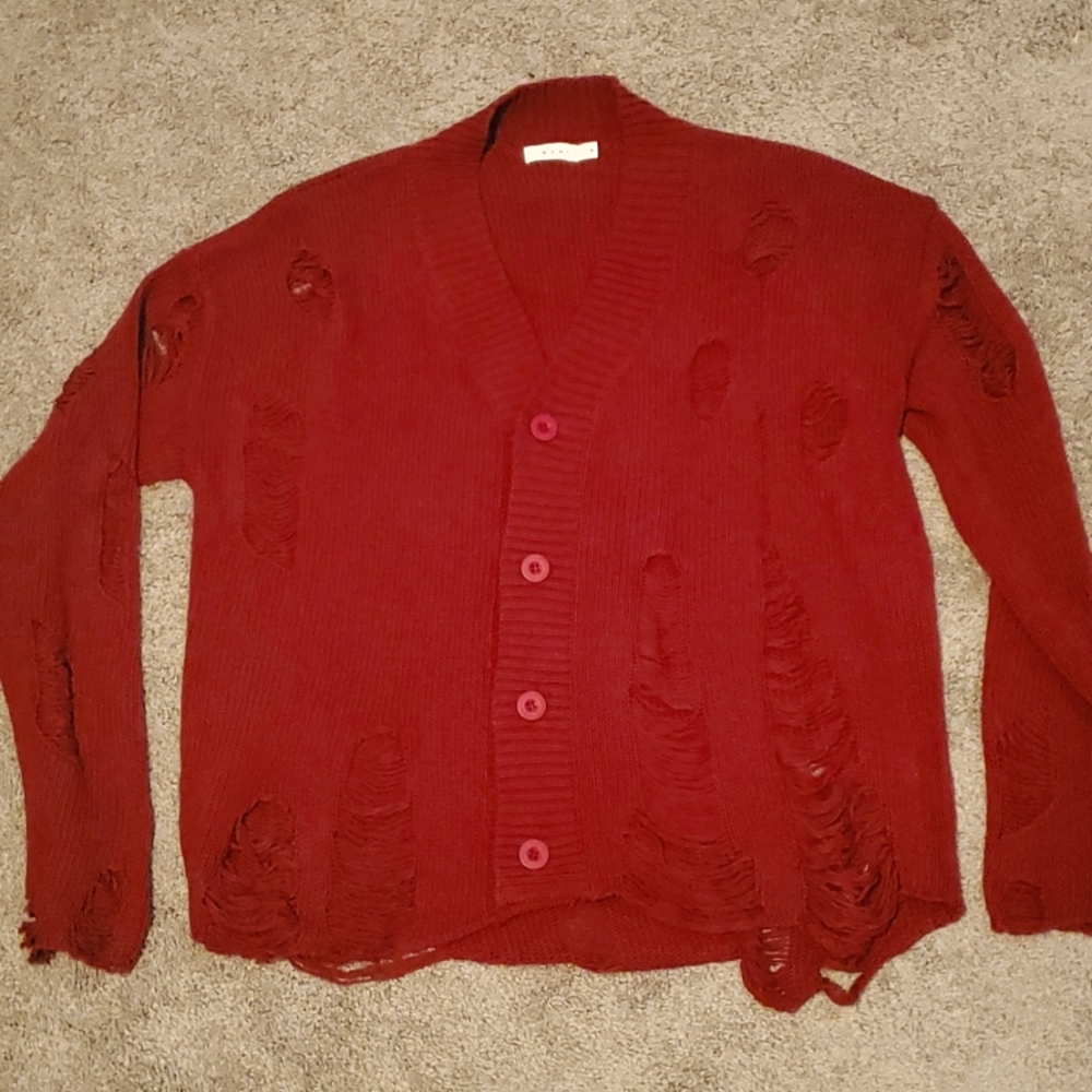 Knitted Distressed Cardigan